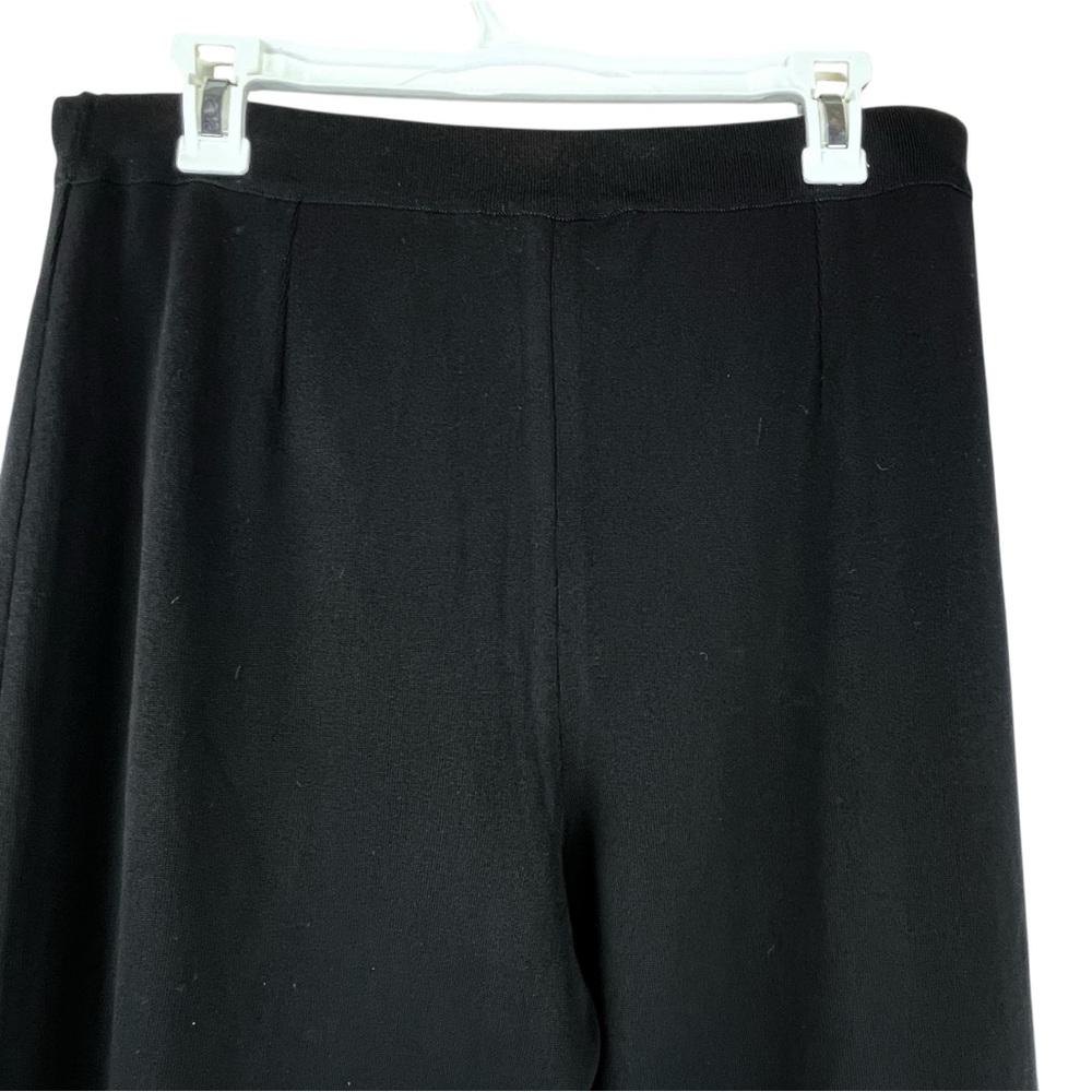 Vintage Exclusively Misook Straight Leg Knit Pull-On Pants High Rise Black Sz LP - Picture 3 of 8